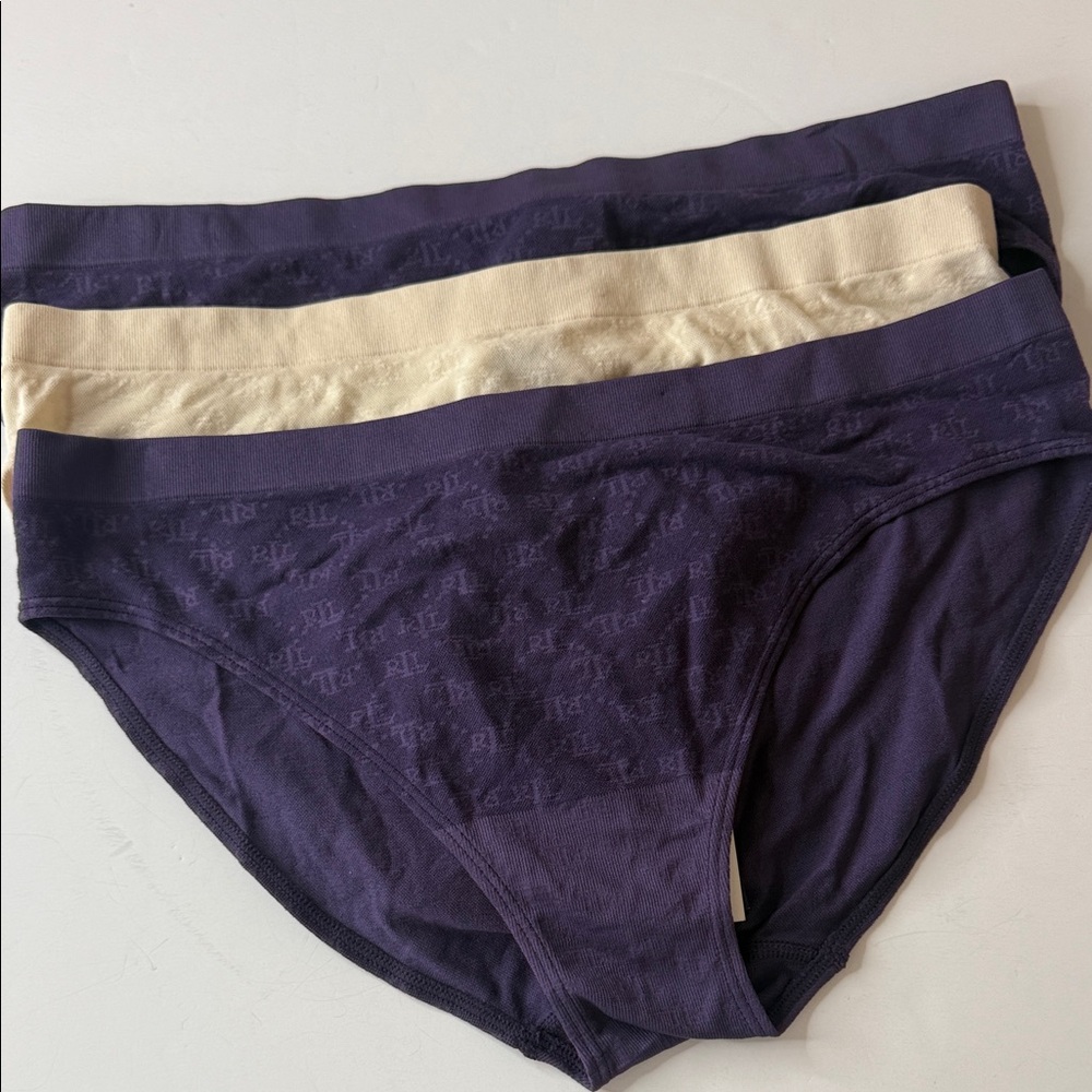 Lauren Ralph Lauren Monogram Mesh Bikini Panties 3 Pairs Size Large / 7